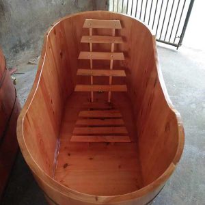 Thùng tắm gỗ Pơ mu 2 người bo viền tròn